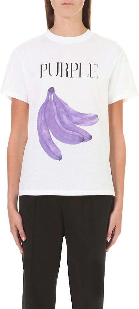 Ganni Murphy Cotton T-shirt in Purple - Lyst