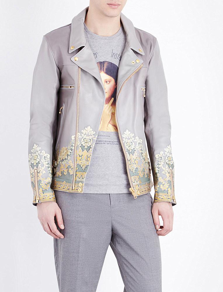 Undercover Baroque-print Leather Jacket in Gray for Men | Lyst