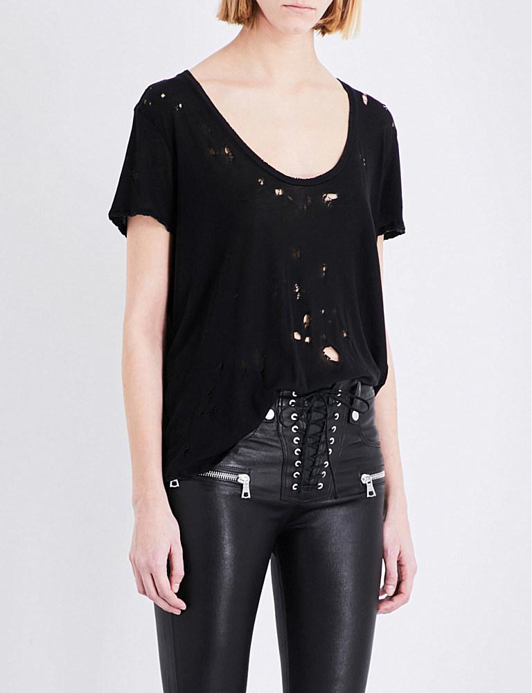 Lyst Unravel Distressed Cotton Tshirt in Black