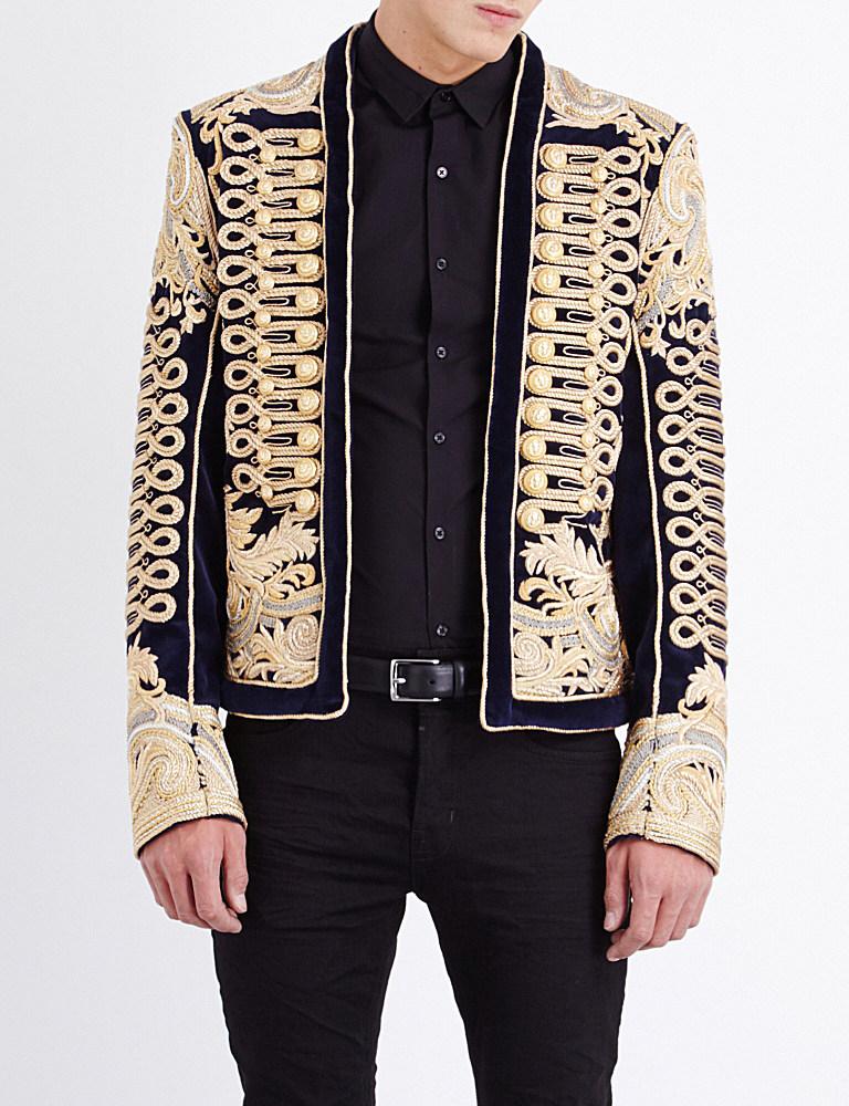 Balmain Rope-embroidered Velvet Jacket in Black for Men | Lyst