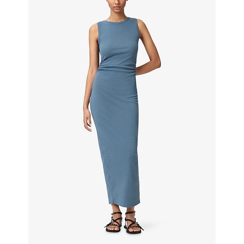 blue floral satin dress Olivia von Halle | Garbo Serafina Blue Floral Slip Dress in Silk Satin | Women