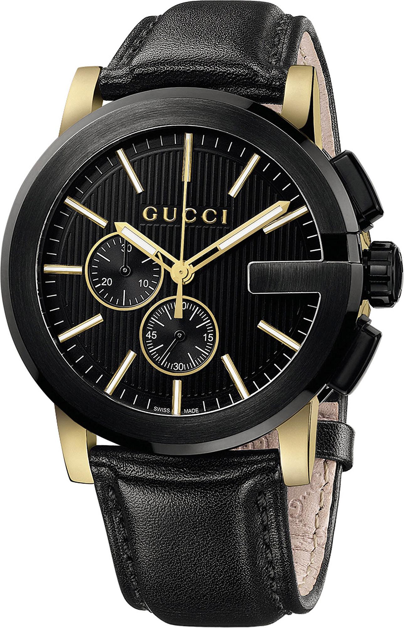 Lyst Gucci Ya101203 G Chrono Collection Pvd And Leather Watch in Black for Men Save 28.