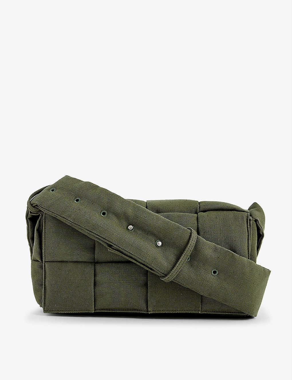 Bottega Veneta Cassette Intrecciato Woven Cross-body Bag in Green