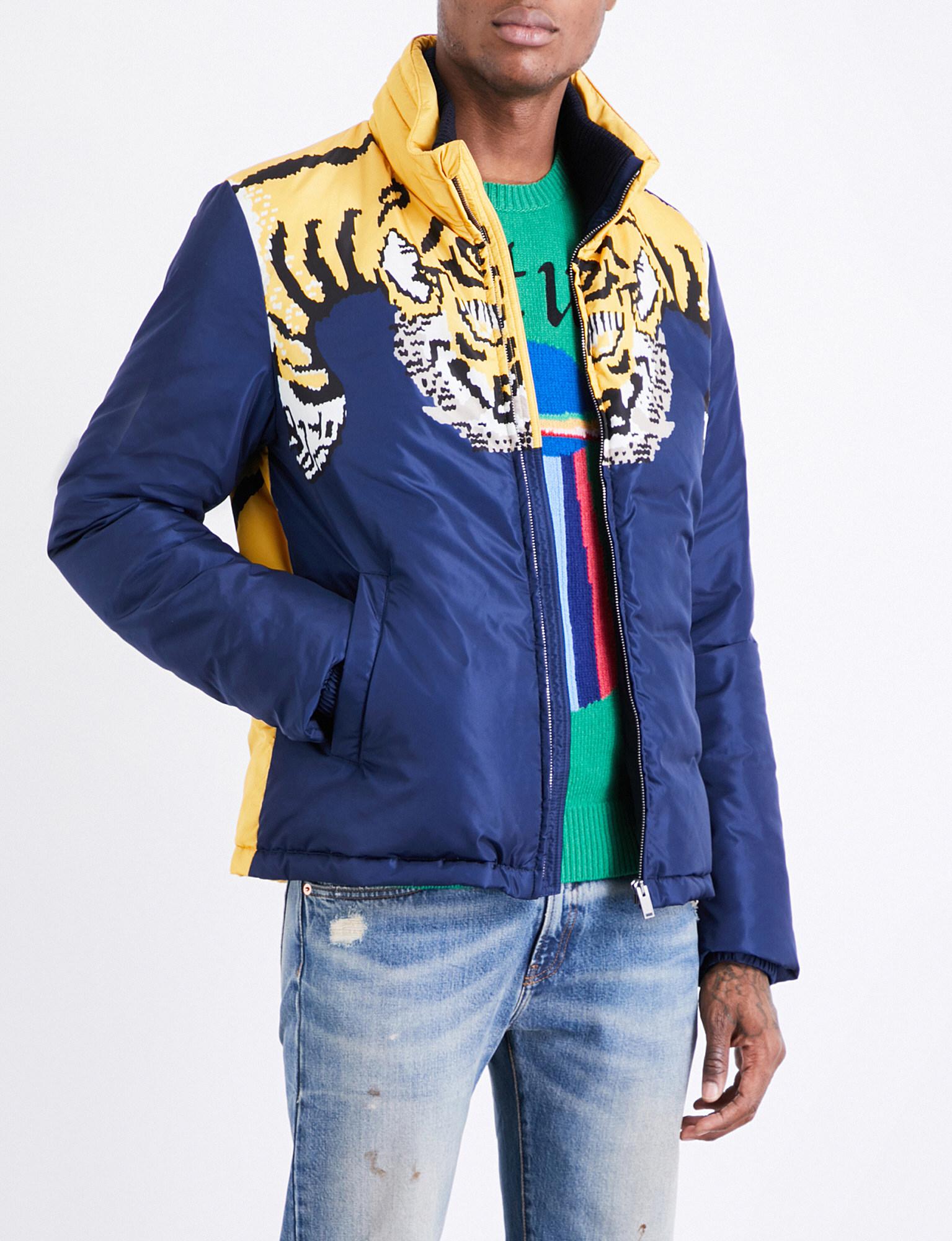 Gucci Tiger Print S Jacket In Blue For Men Lyst Gallery
