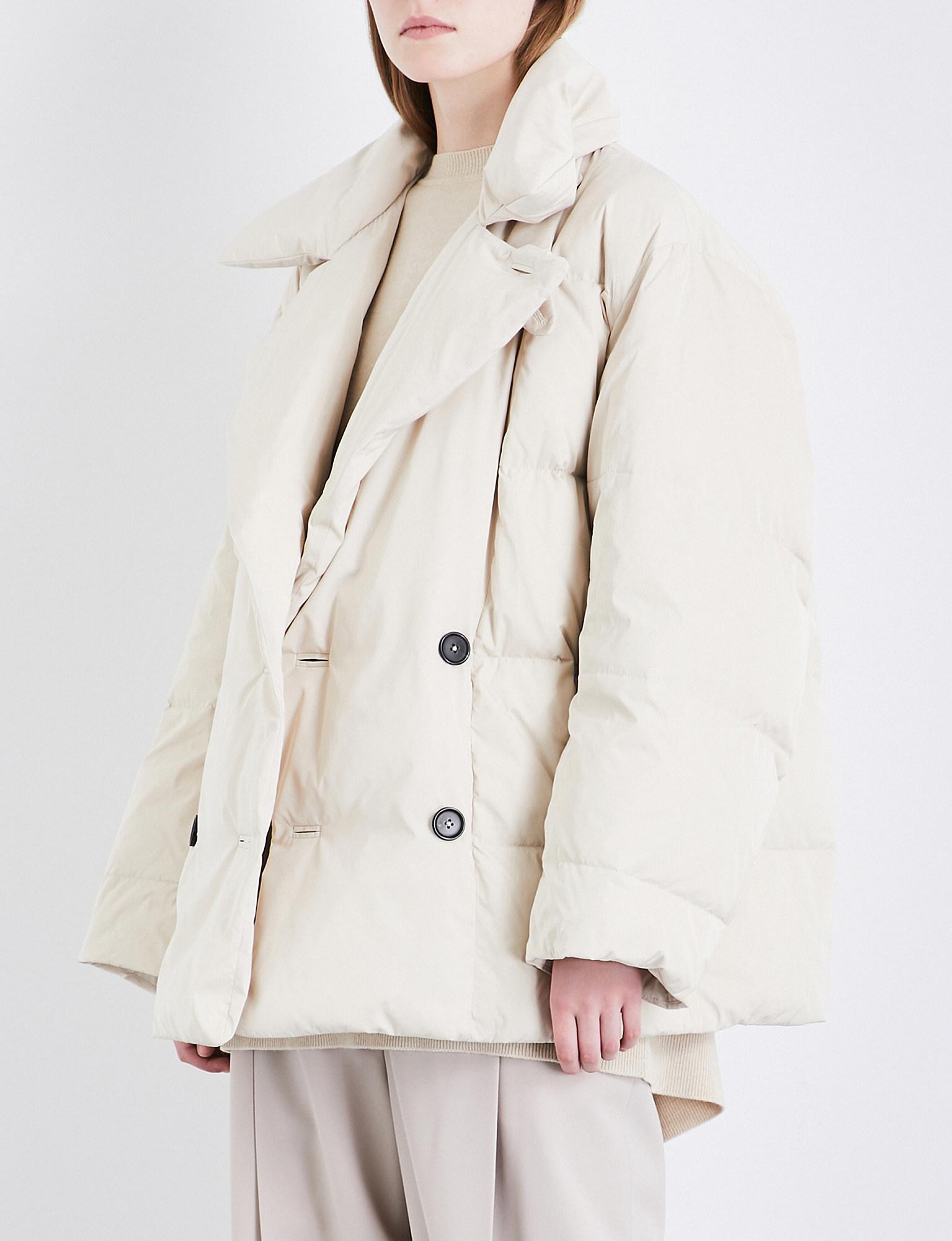 Jil Sander Cotton Oversized Double-breasted Shell-down Puffer Jacket in l  Beige (Natural) - Lyst