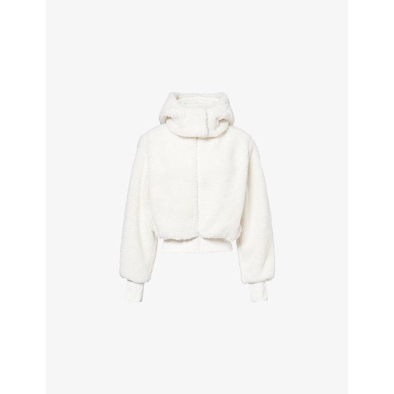 Alo Yoga Foxy Sherpa Hooded Fleece Jacket in White | Lyst UK