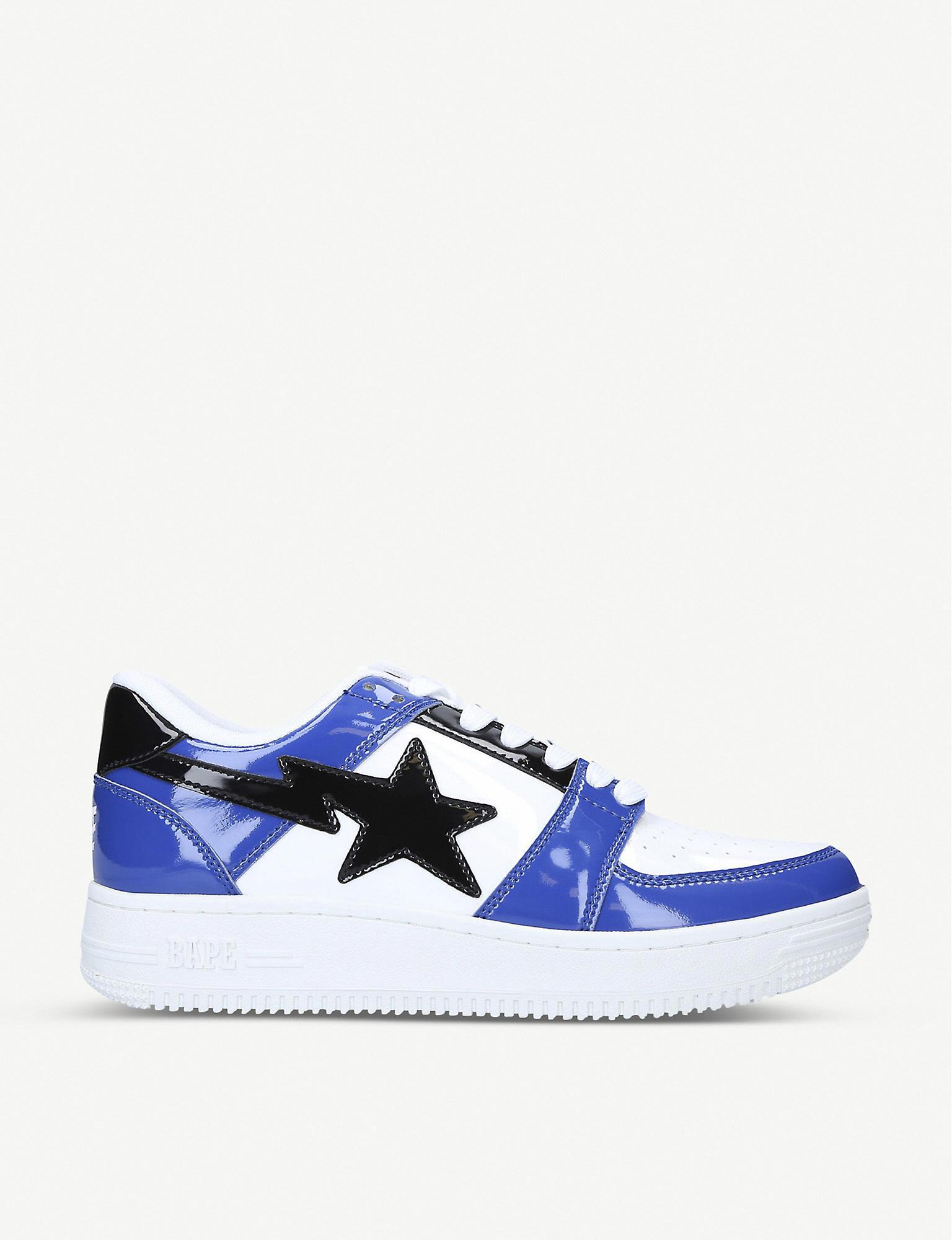 A Bathing Ape Bapesta Shooting Star Leather Trainers in Blue for Men | Lyst