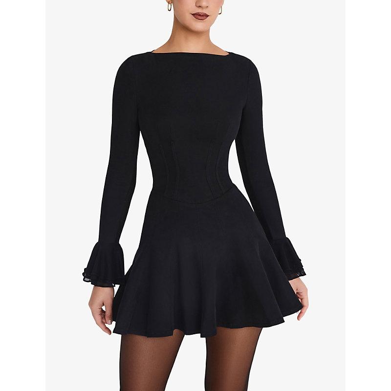 flared skirt twill dress Elastic Waist Flared Skirt – udelny.com main image 0