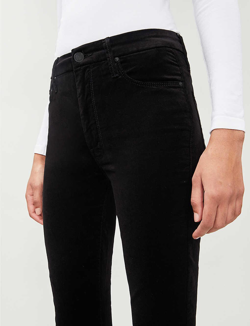 Mother Looker Velvet High-rise Skinny Jeans in Black | Lyst