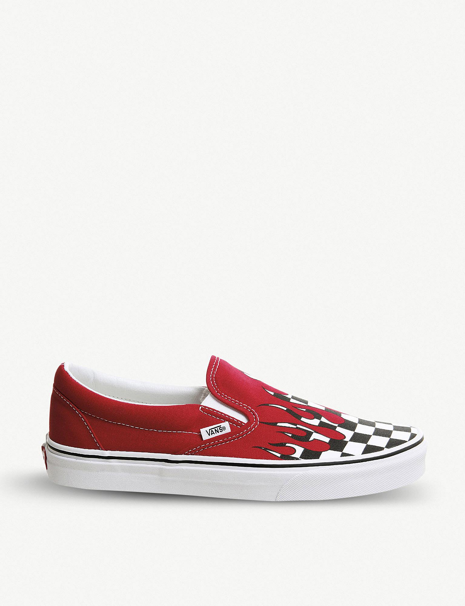 vans slip on checkerboard flame