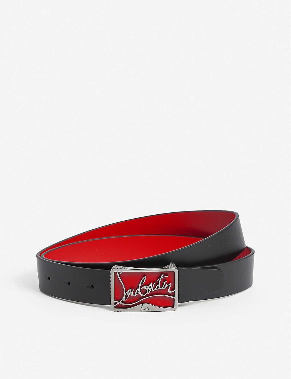Christian Louboutin Ricky Logo-buckle Leather Belt in Black/Red 