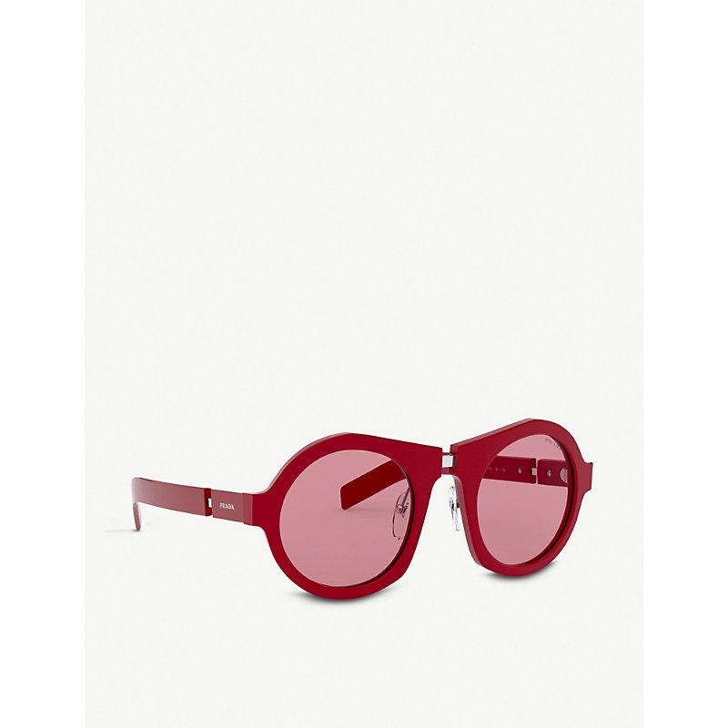 Prada Pr 10xs 50 Duple Acetate Round-frame Sunglasses in Pink for Men | Lyst