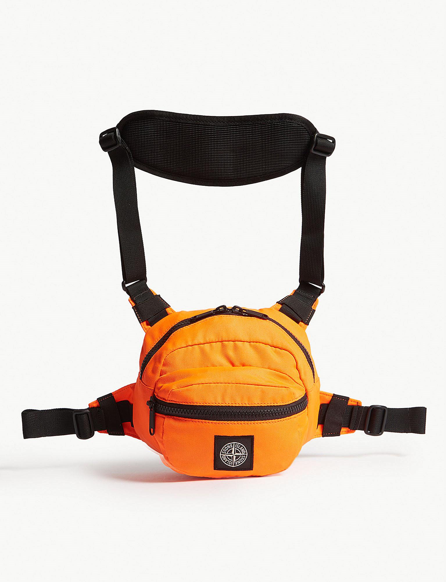 Stone Island Canvas Compass Logo Cross-body Bag in Orange for Men - Lyst