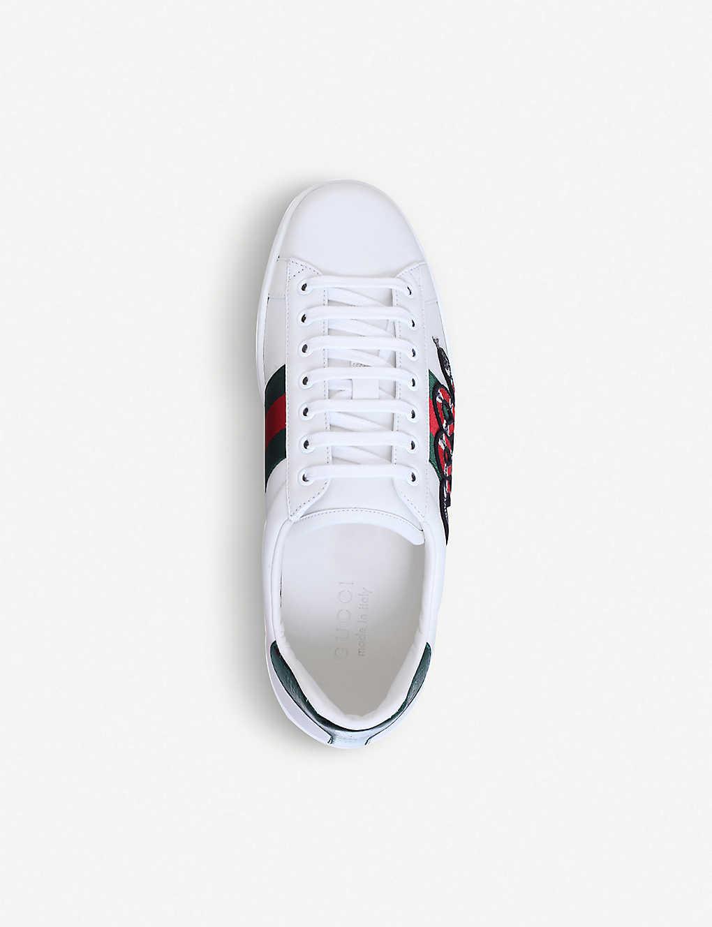 Gucci Leather Ace Embroidered Sneaker in White for Men - Save 50% | Lyst