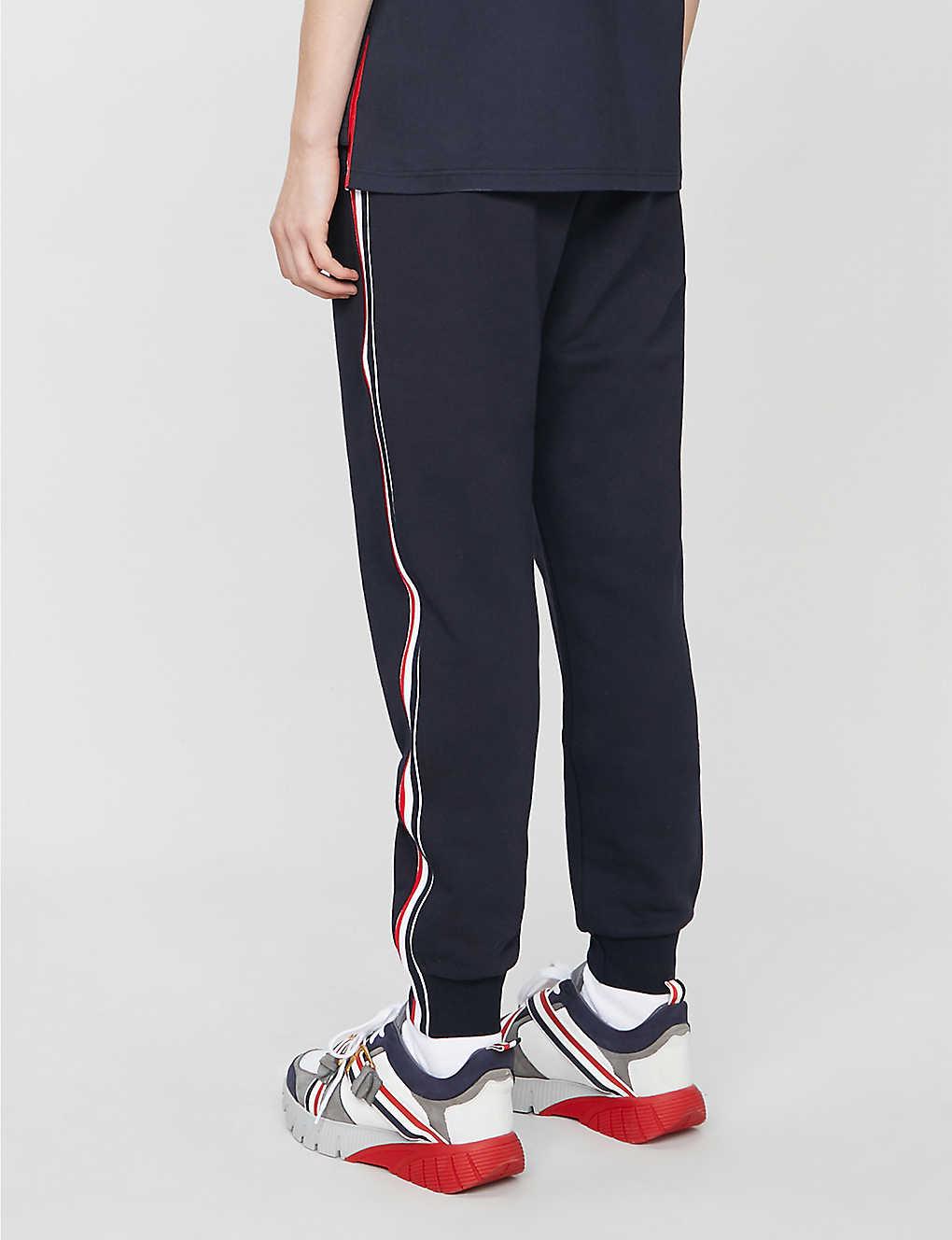 Thom Browne Side-stripe Stretch-cotton Tracksuit Bottoms in Navy (Blue) for Men - Lyst