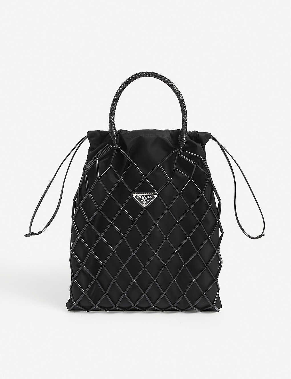Prada Drawstring Bucket Bag Nylon Handbags
