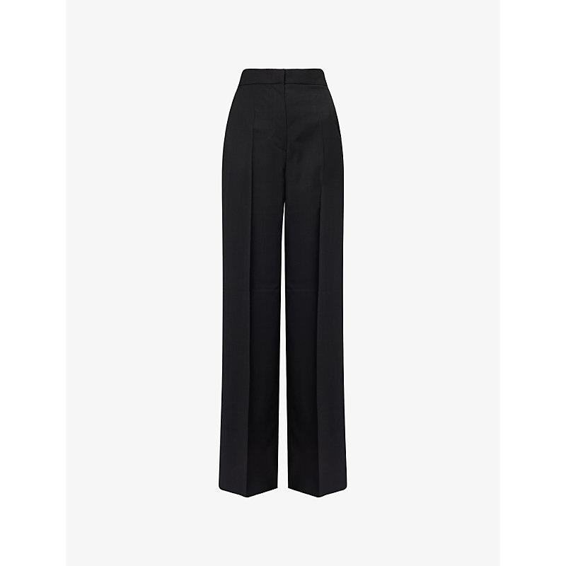 Max Mara Fernet Wide-Leg Wool Trousers in Black | Lyst