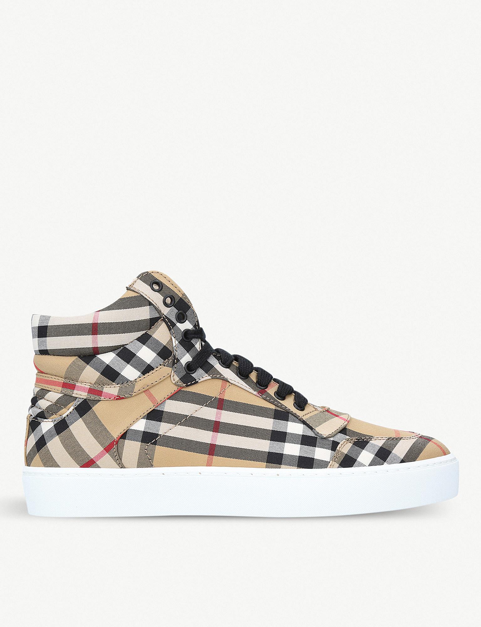 Burberry Men�s Reeth Signature Check Canvas Hightop Burberry Men�s Reeth Signature Check Canvas Hightop