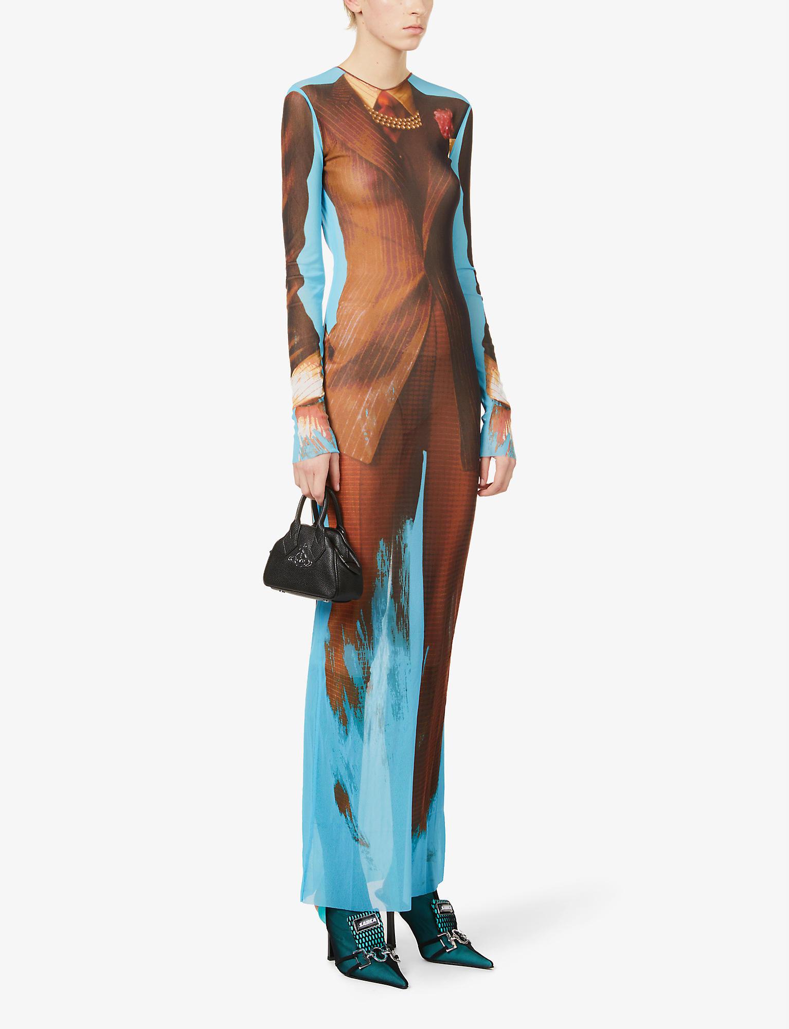 print Stretch-knit Midi Dress 