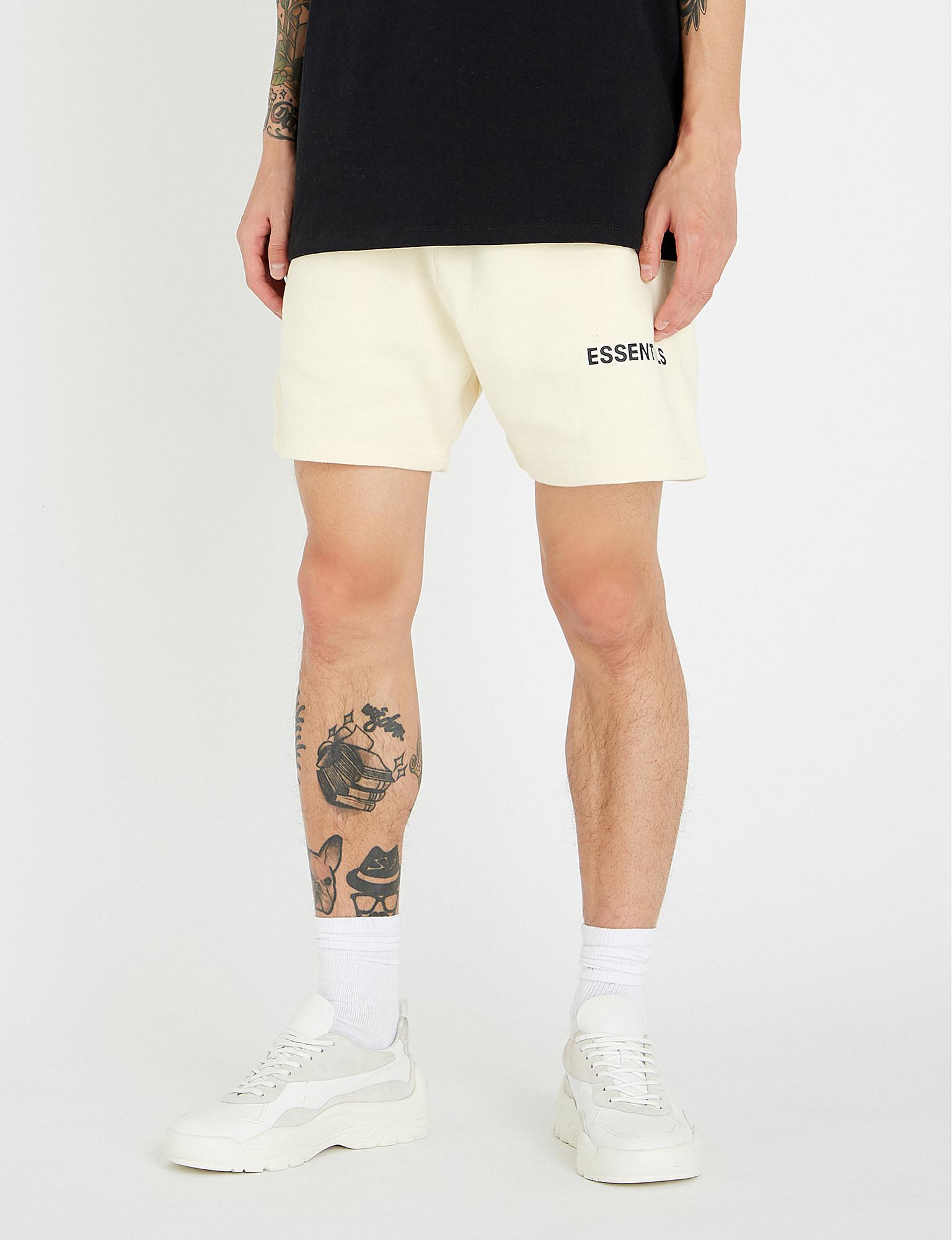 Fear Of God Essentials Mid-rise Cotton-blend Shorts in Cream (Natural) for  Men | Lyst