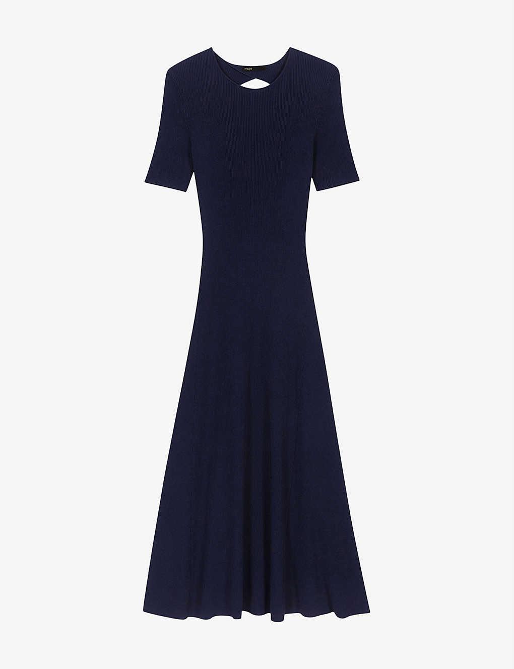 Maje Rolora Cutout Ribbed Stretchknit Maxi Dress in Blue Lyst