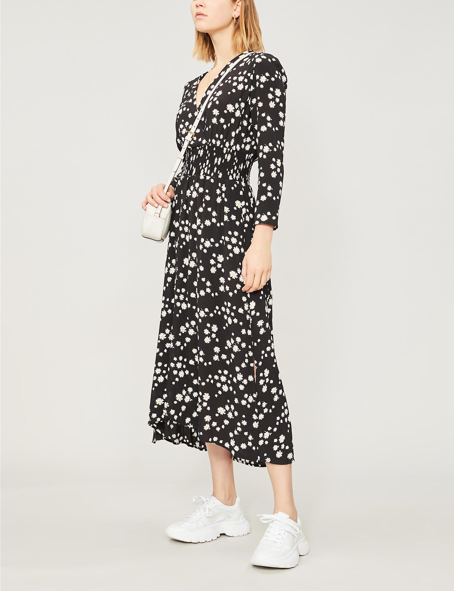 Maje Rosila Daisy Print Crepe Maxi Dress in Black | Lyst