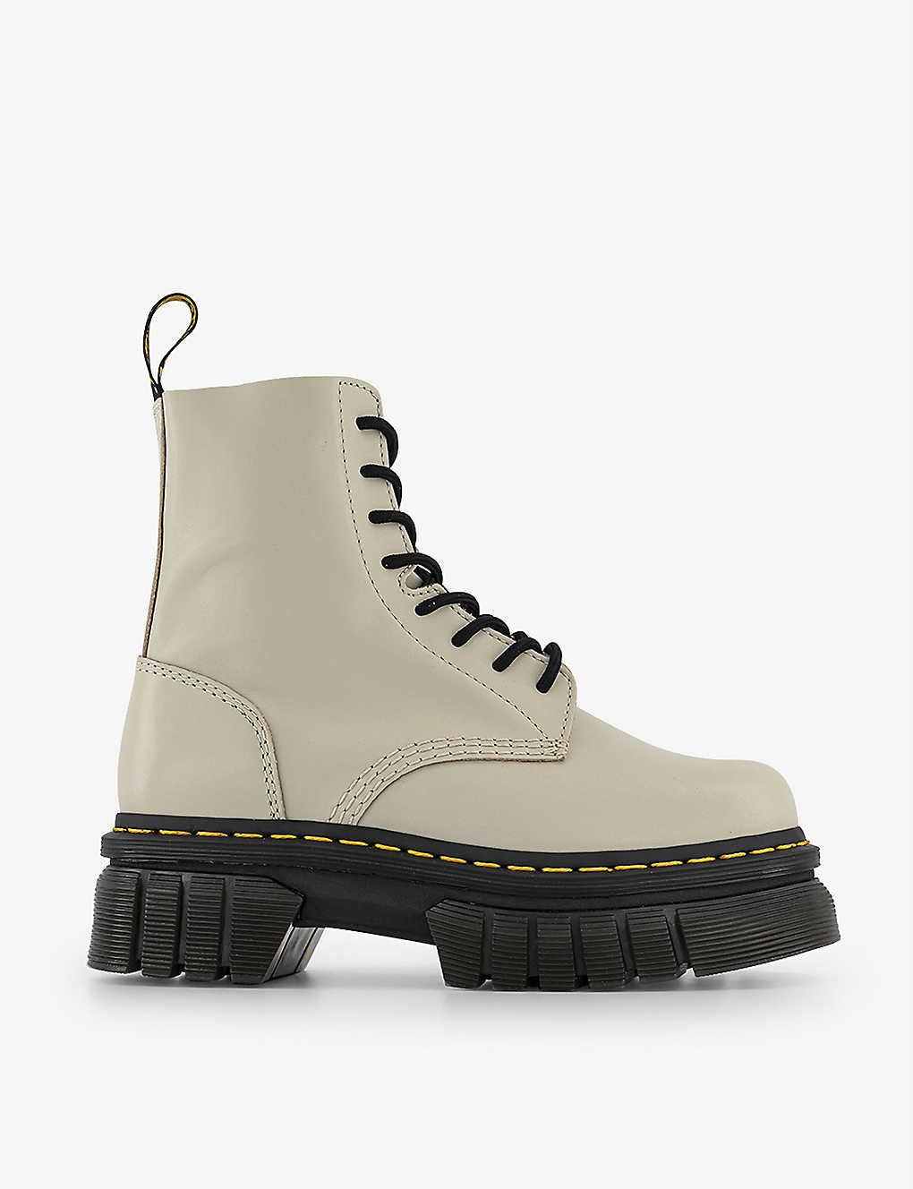 thumbnail image 2 of DR. MARTENS WOMENS AUDRICK 8 EYE LEATHER PLATFORM LACE‎ UP COMBAT BOOTS 7 BLACK 2 of 12