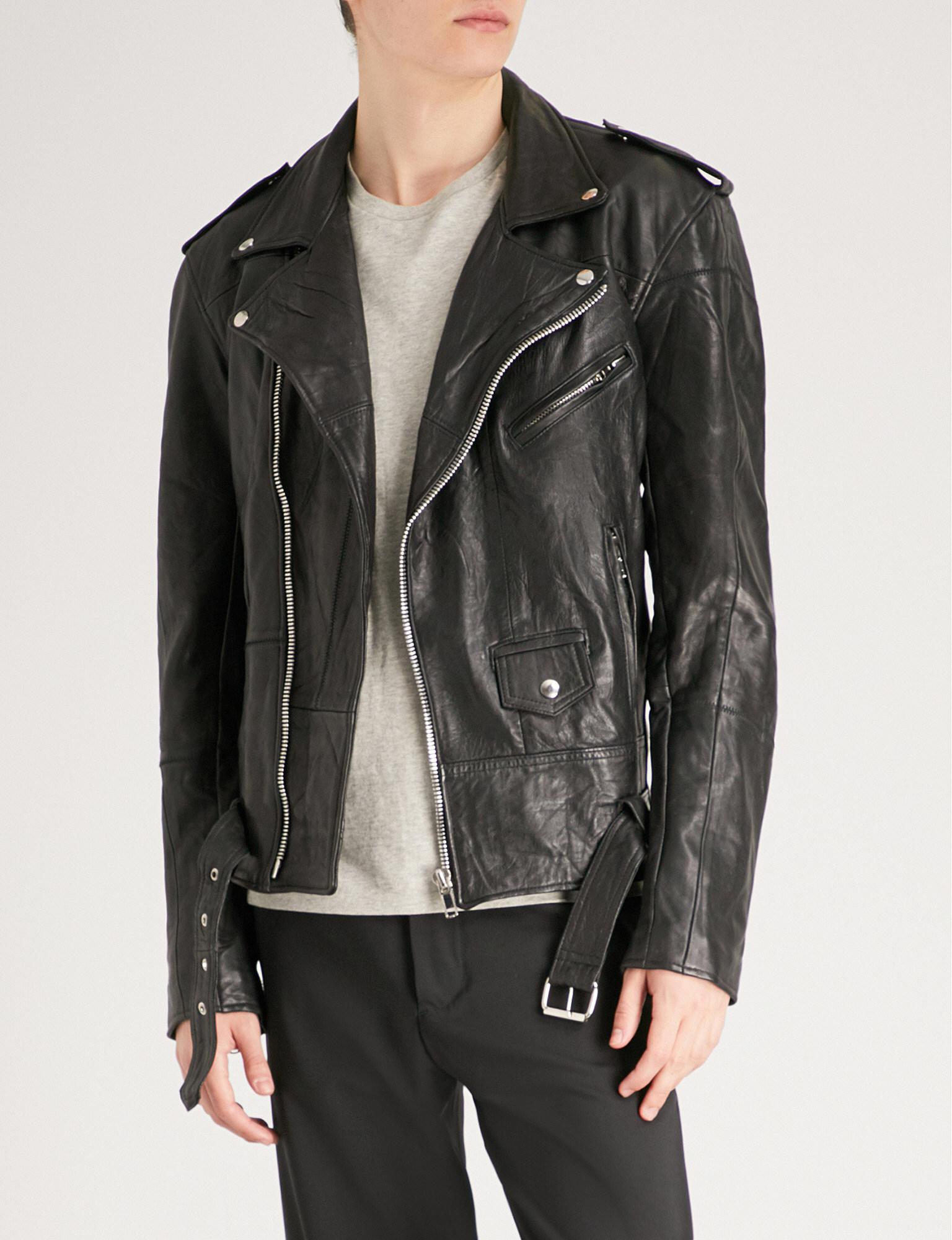 DEADWOOD Leroy Leather Biker Jacket in Black for Men | Lyst