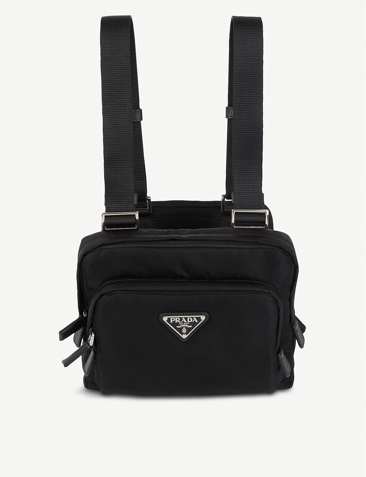 Prada Logo-appliquéd Nylon Chest Rig Bag in Black for Men | Lyst