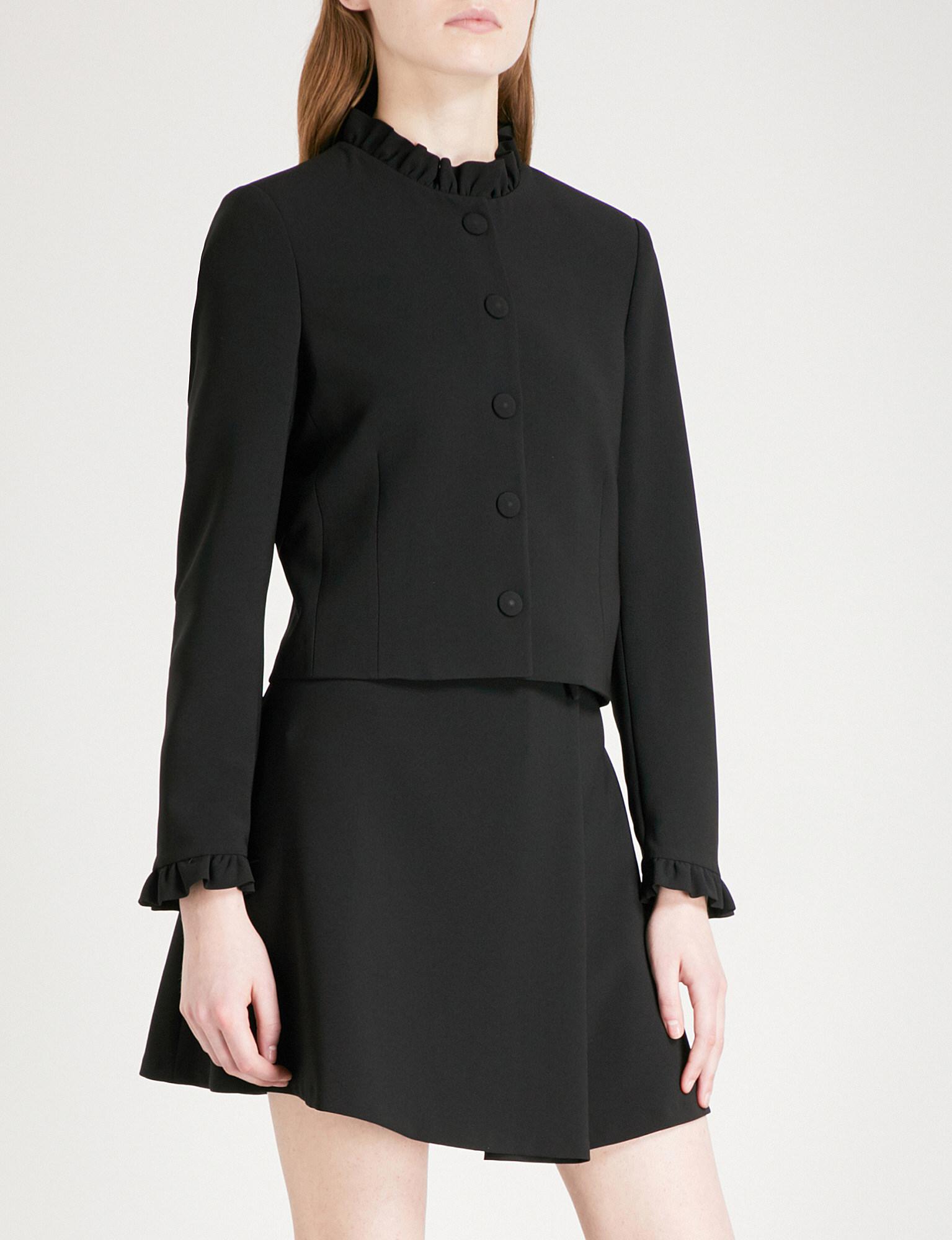 Lyst Claudie Pierlot Ruffledcollar Crepe Jacket in Black