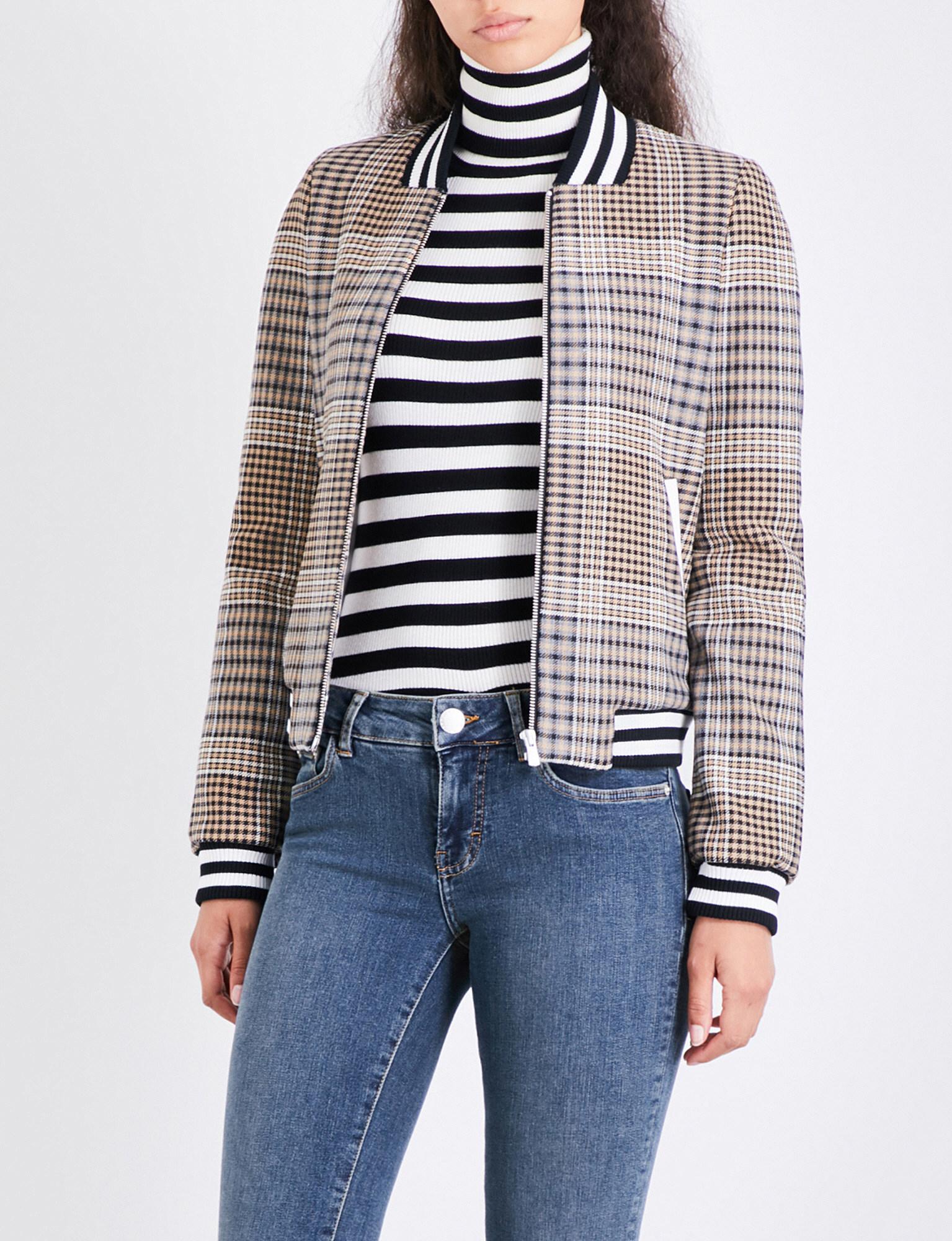 checked bomber jacket womens