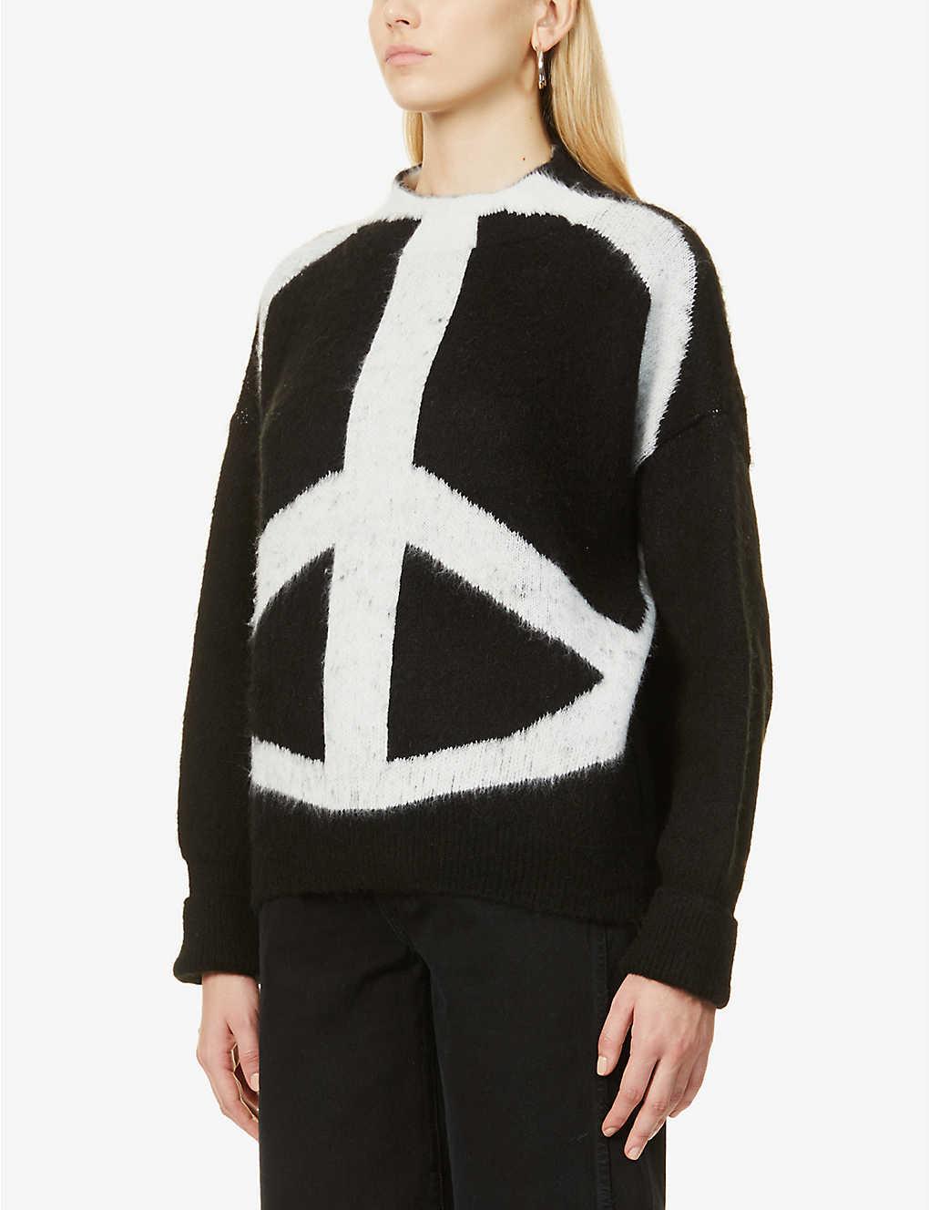 TOPSHOP Synthetic Peace Knitted Jumper in Black | Lyst