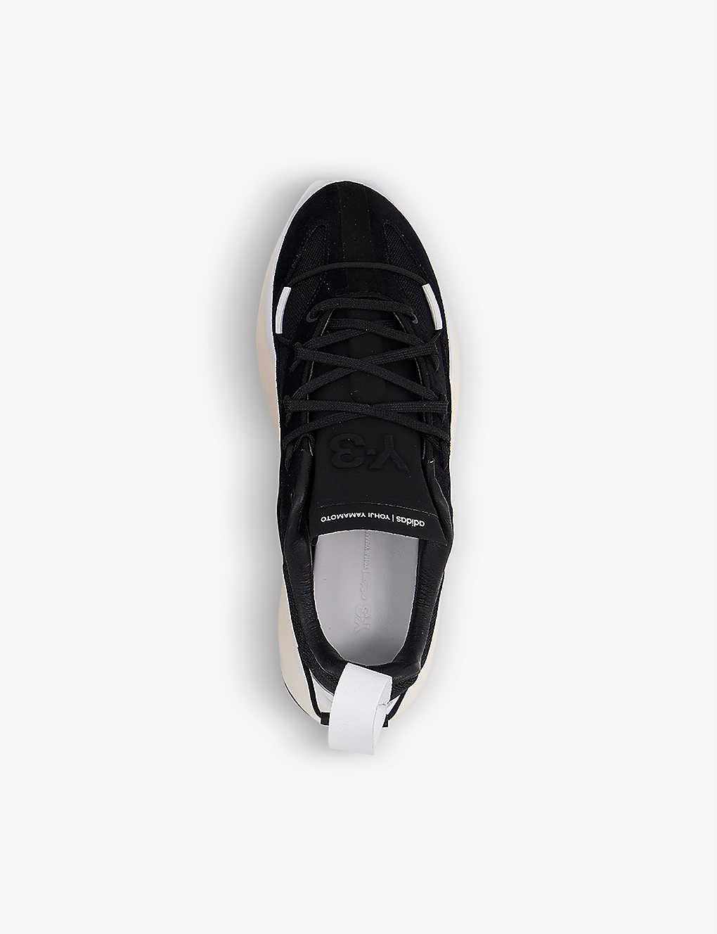 Y-3 Shiku Run Suede And Mesh Trainers in Black for Men | Lyst