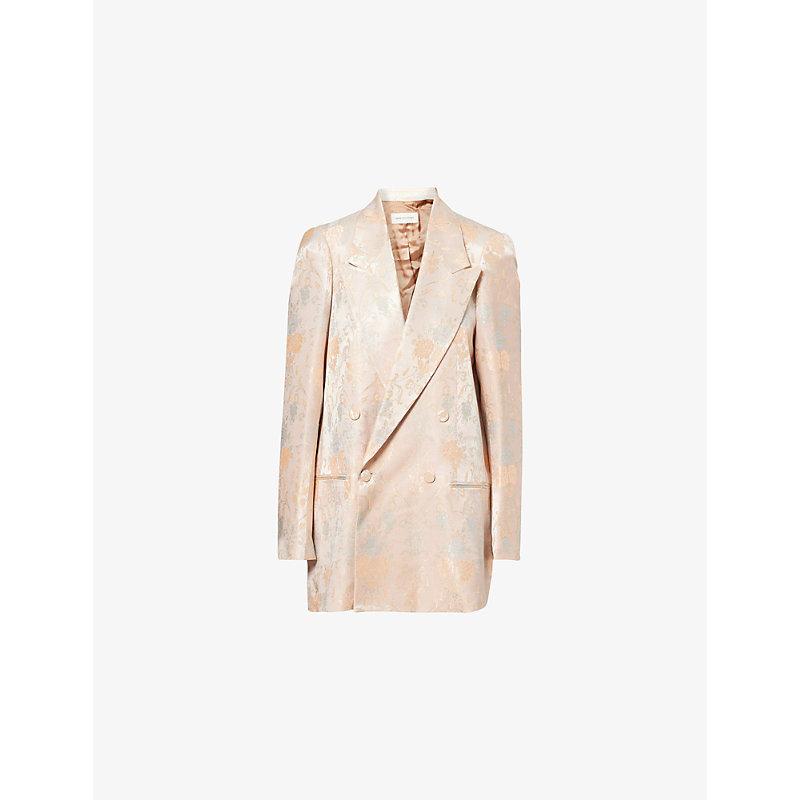 ジャケット DRIES VAN NOTEN BLINK DOUBLE-BREASTED JACKET IN JACQUARD Dries Van Noten Floral Jacquard Longline Double-Breasted