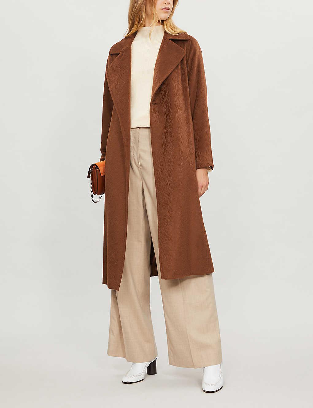 Max Mara Manuela Camel Hair Wrap Coat in Brown | Lyst