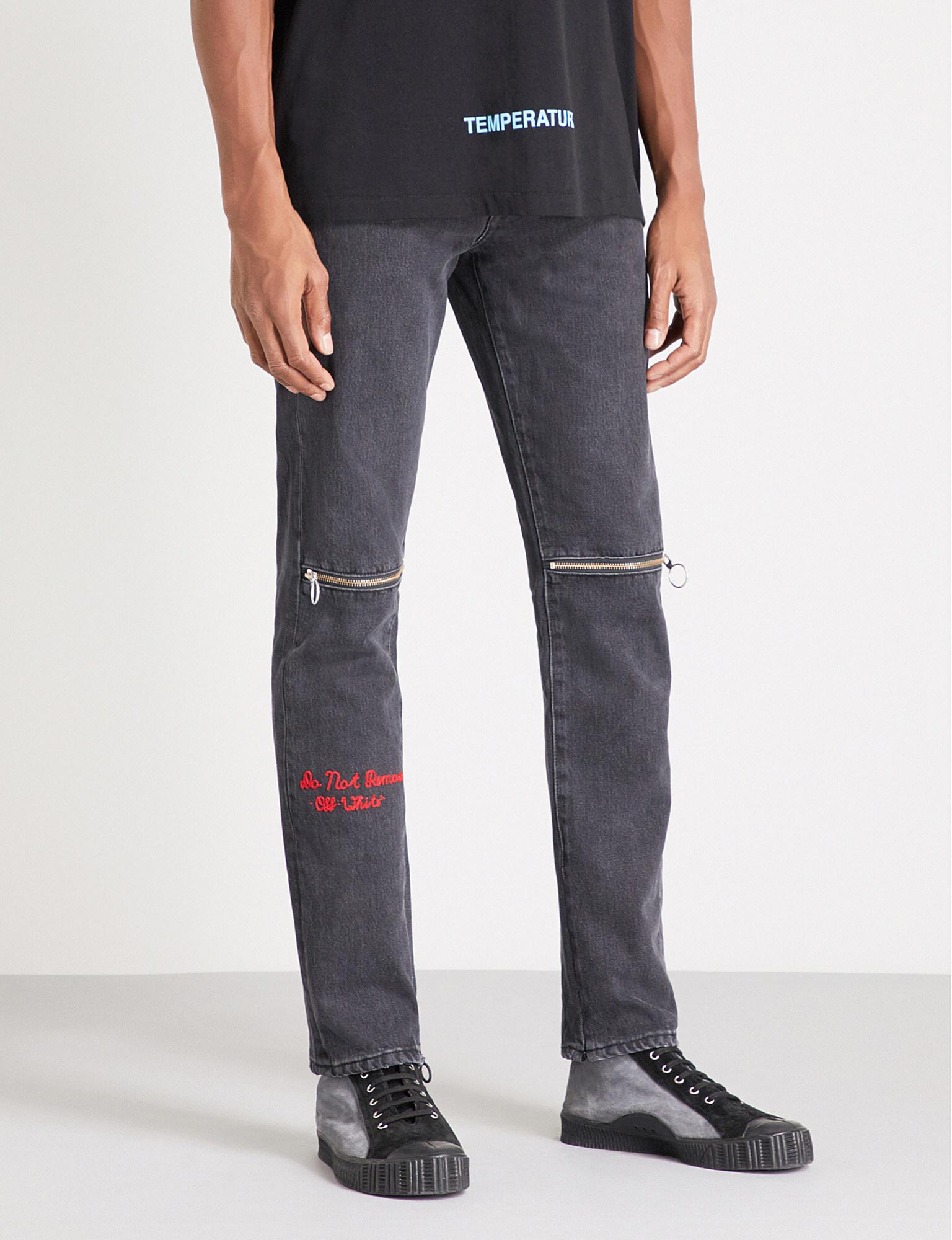 off white embroidered jeans