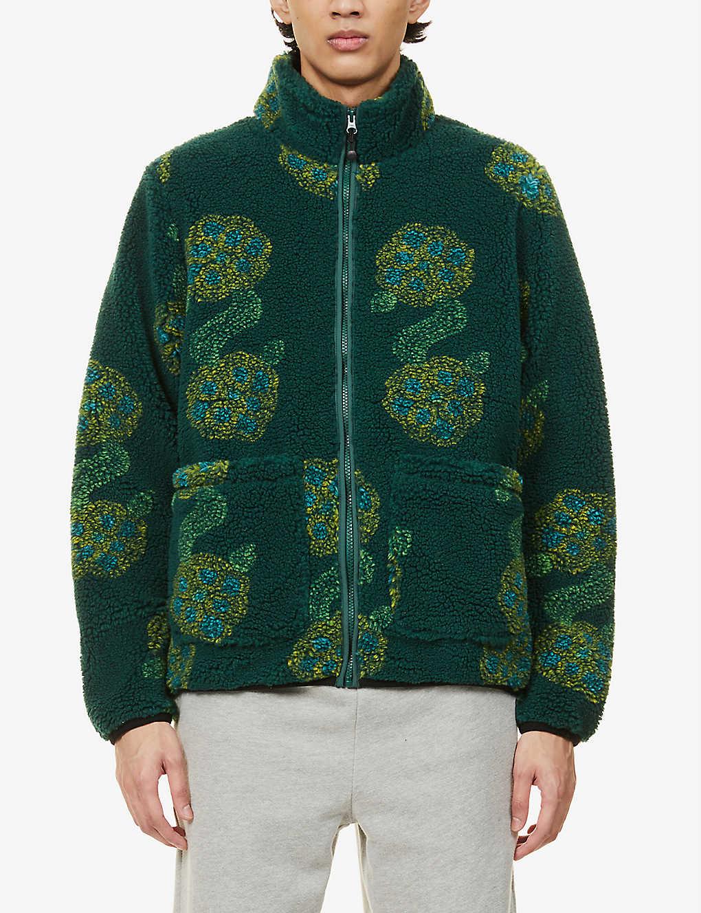 Stussy Sherpa Graphic-pattern Fleece Jacket in Green for Men | Lyst
