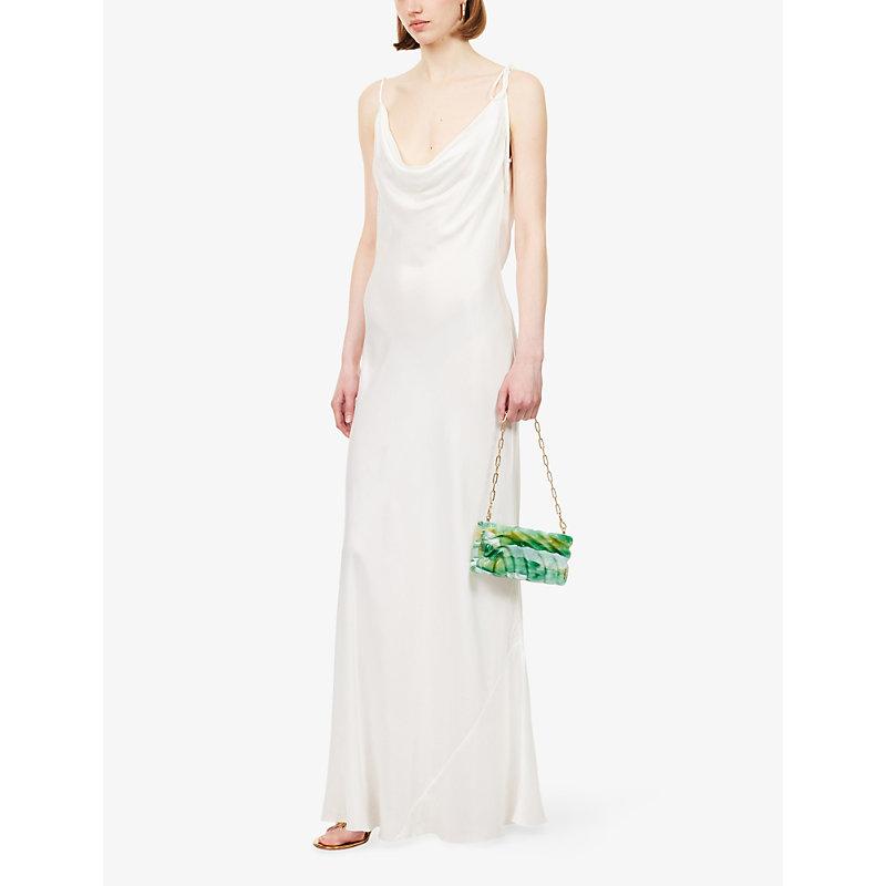 Rat & Boa Ophelia Cowl-Neck Satin Maxi Dress in White | Lyst UK