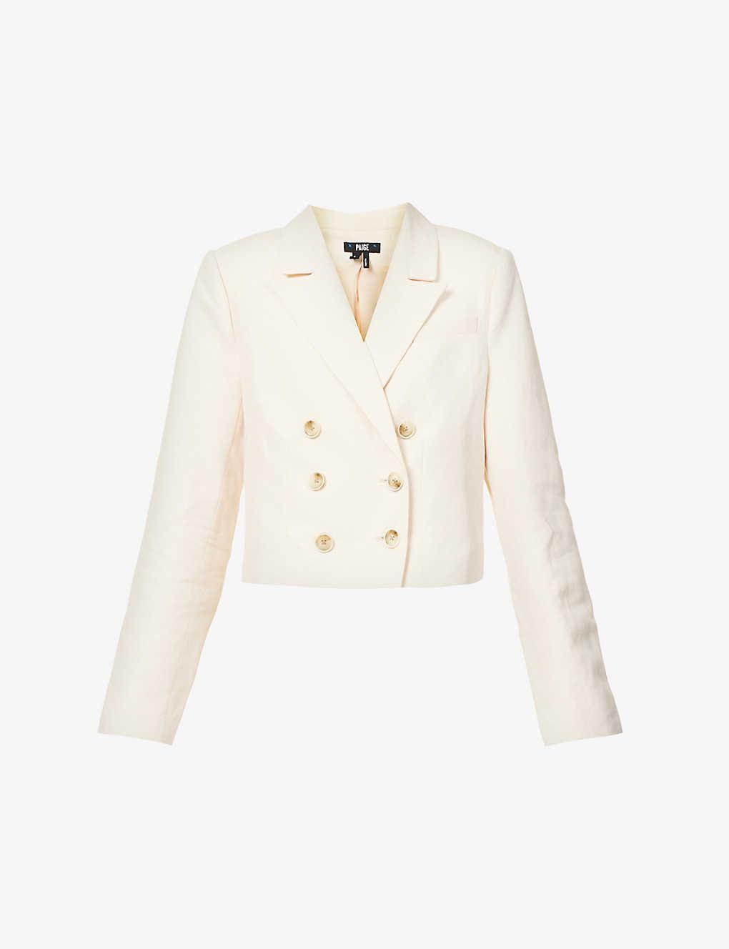 PAIGE Eclipse Double-breasted Linen-blend Blazer in White | Lyst