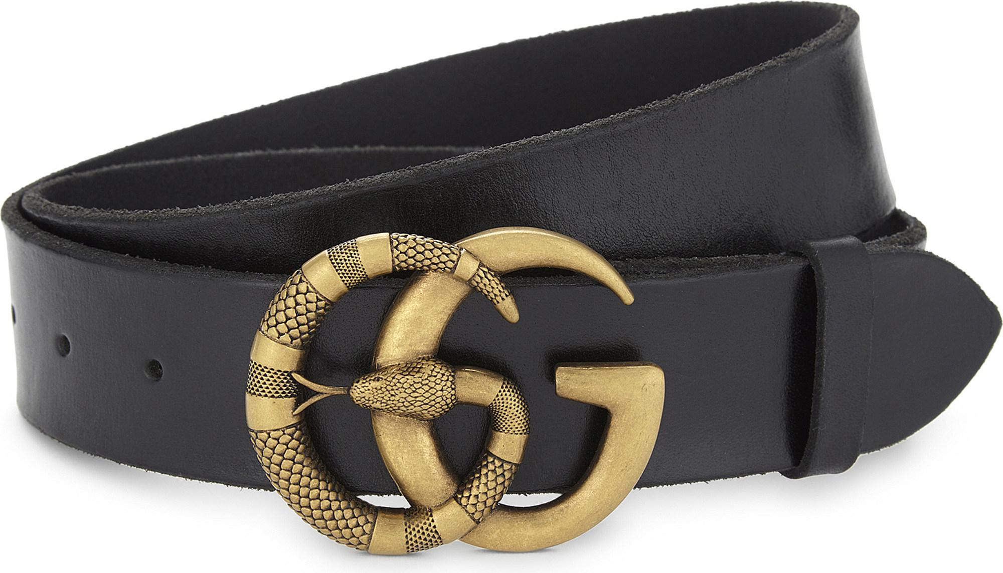 Gucci Snake Gg Buckle Leather Belt in Black for Men | Lyst