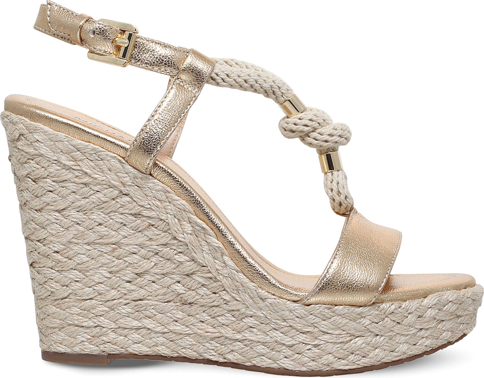 MICHAEL Michael Kors Holly Wedge Leather And Rope Sandals in Metallic | Lyst