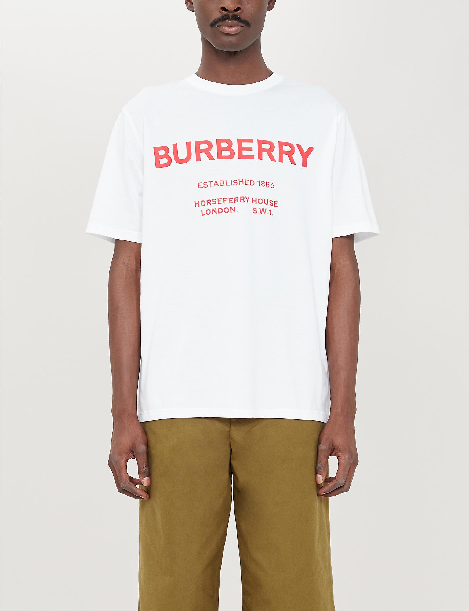 Burberry Horseferry Logo-print Cotton-jersey T-shirt in White for Men ...