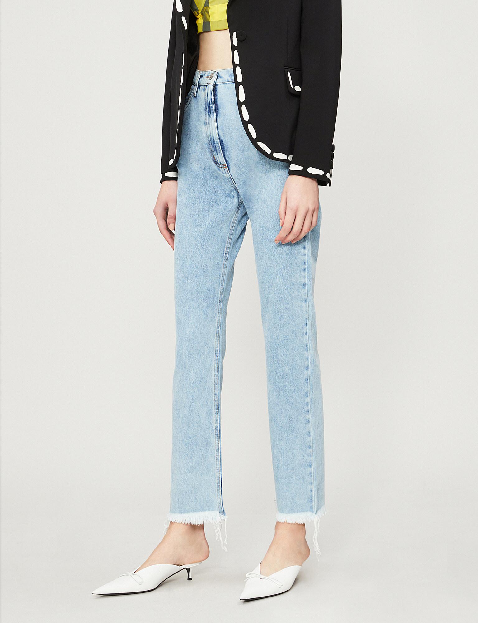 Natasha zinko frayed hem straight leg jeans Clearance