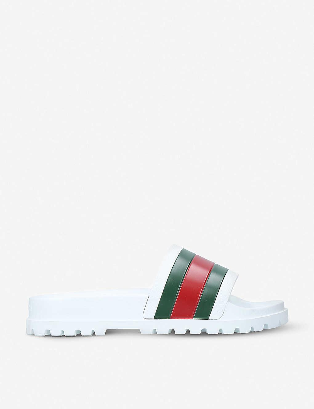 gucci rubber slides white