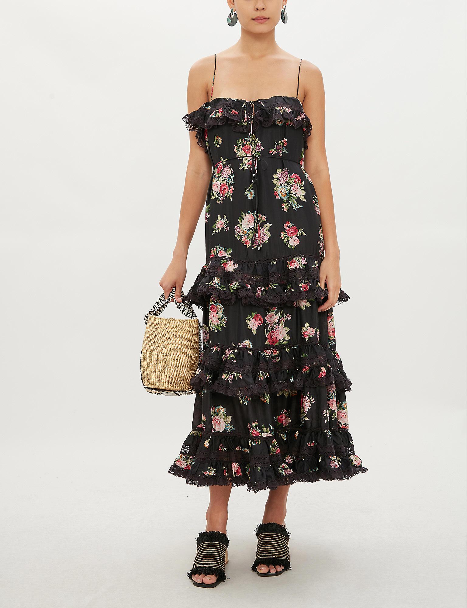 zimmermann black floral dress
