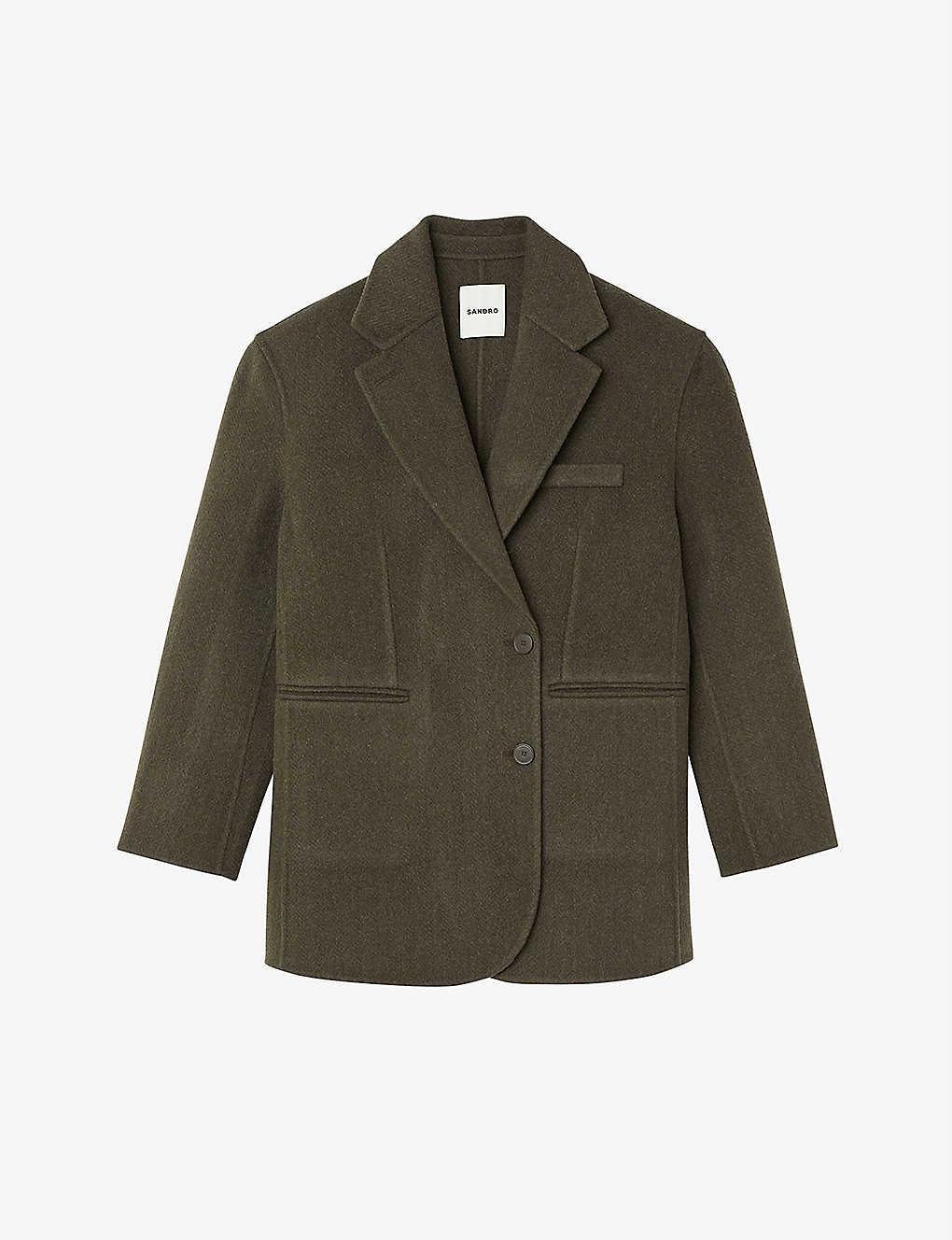 Sandro Oversized Tailored Wool-blend Coat in Green | Lyst