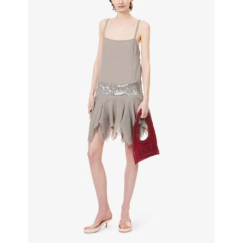 GIMAGUAS Leila Sequin-Embellished Woven Mini Dress in Grey | Lyst UK