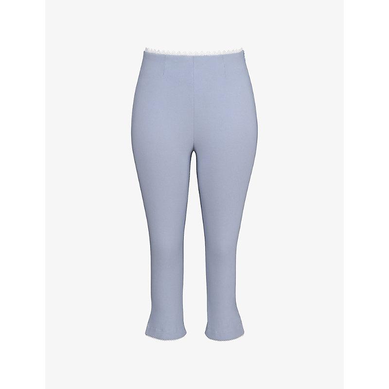 House Of Cb Carella Fitted Capri Stretch-Woven Trousers in Blue