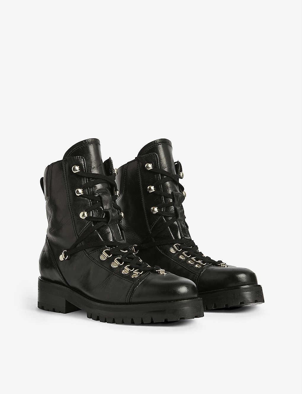 AllSaints Franka Lace-up Leather Boots in Black - Save 6% | Lyst