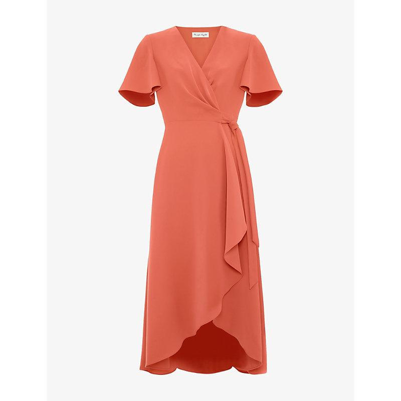 strapless open back dress Ava Presley 47010 Orange Ruffle Gown with Cutouts main image 0